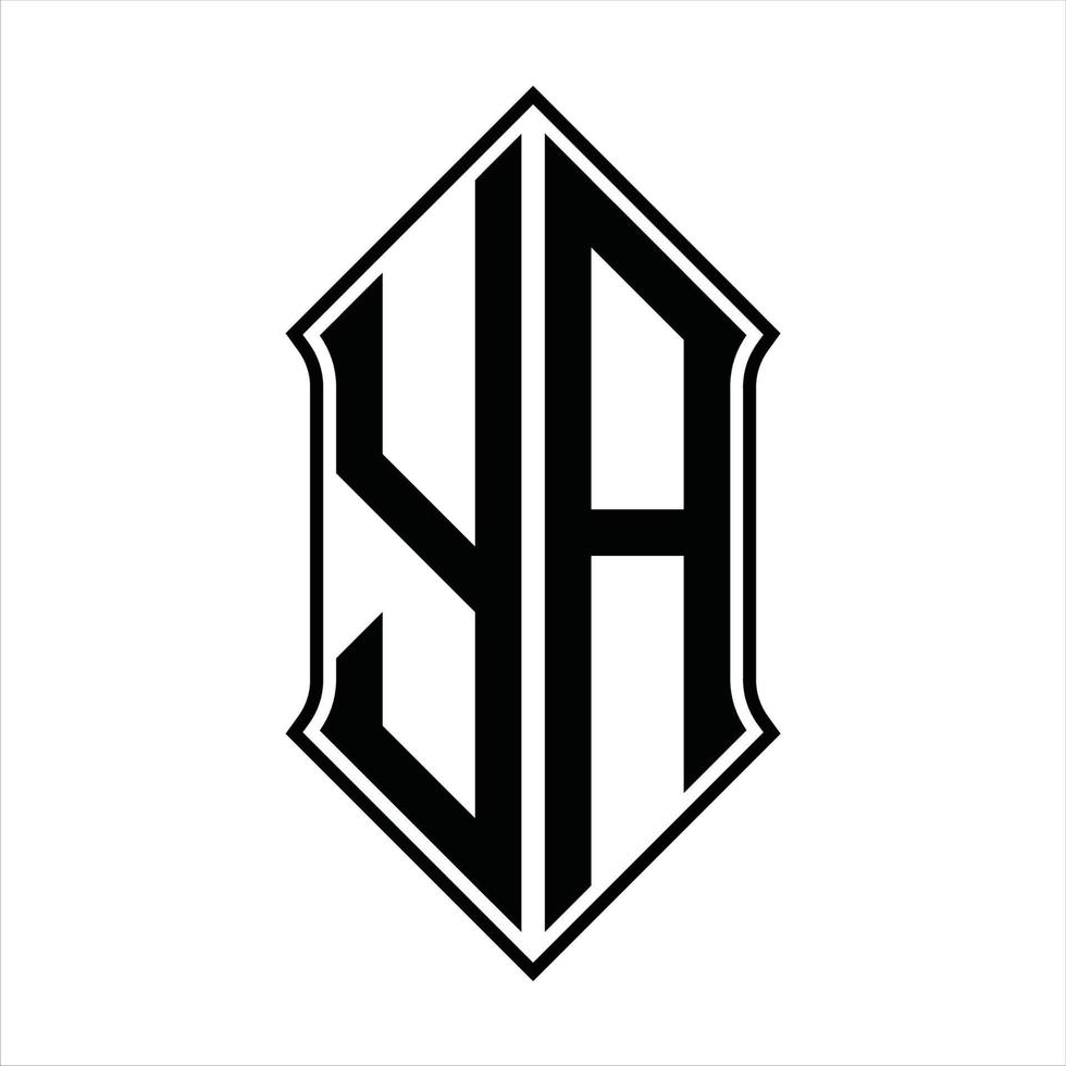 Ya-Logo-Monogramm mit Schildform und Umriss-Design-Vorlage Vektorsymbol abstrakt vektor