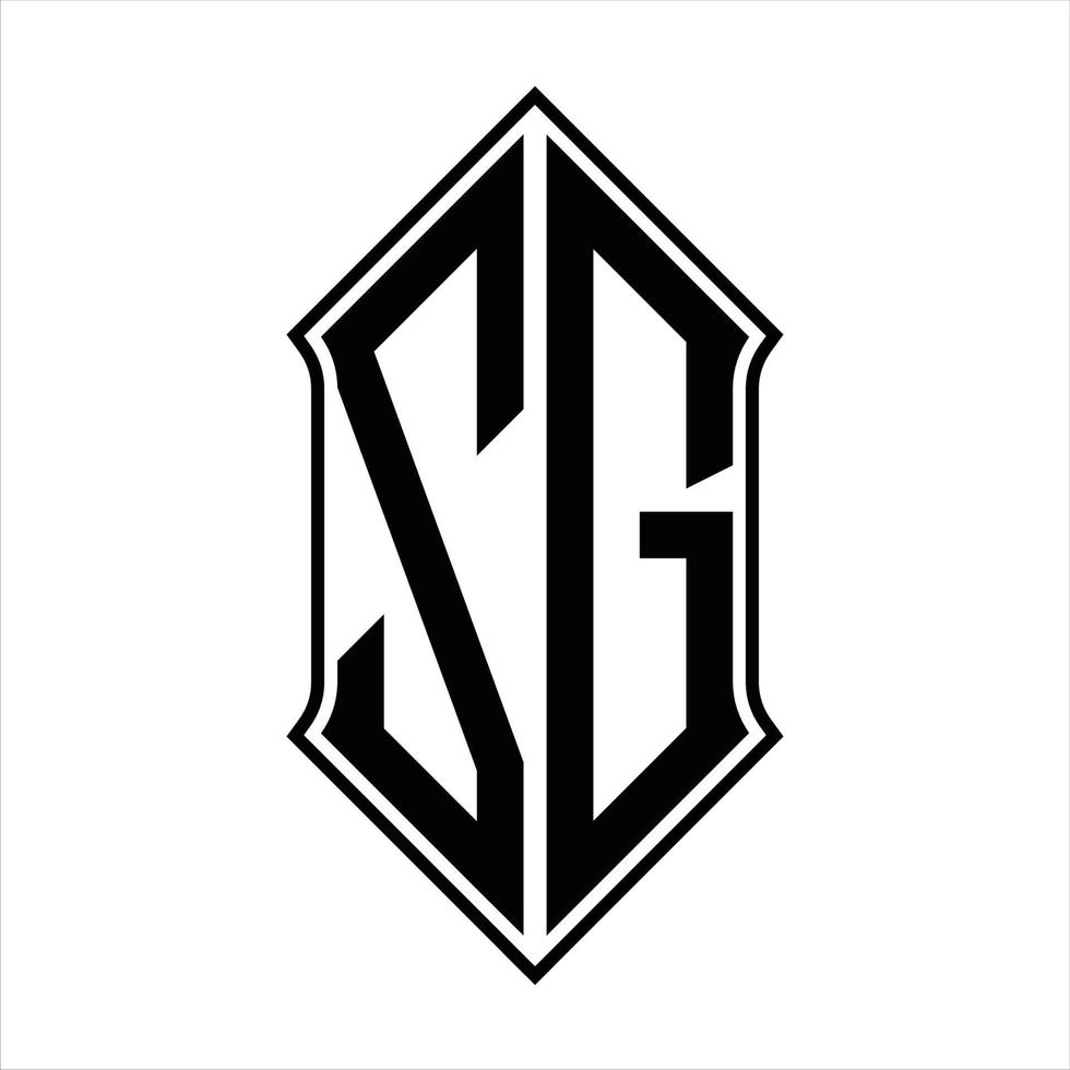 zg-Logo-Monogramm mit Schildform und Umriss-Design-Vorlage Vektorsymbol abstrakt vektor