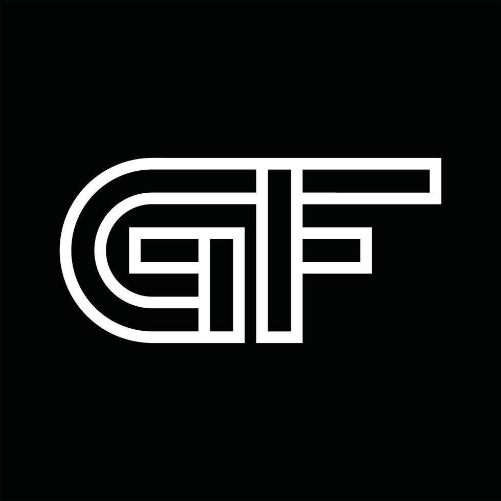 gf-Logo-Monogramm mit negativem Raum im Linienstil vektor