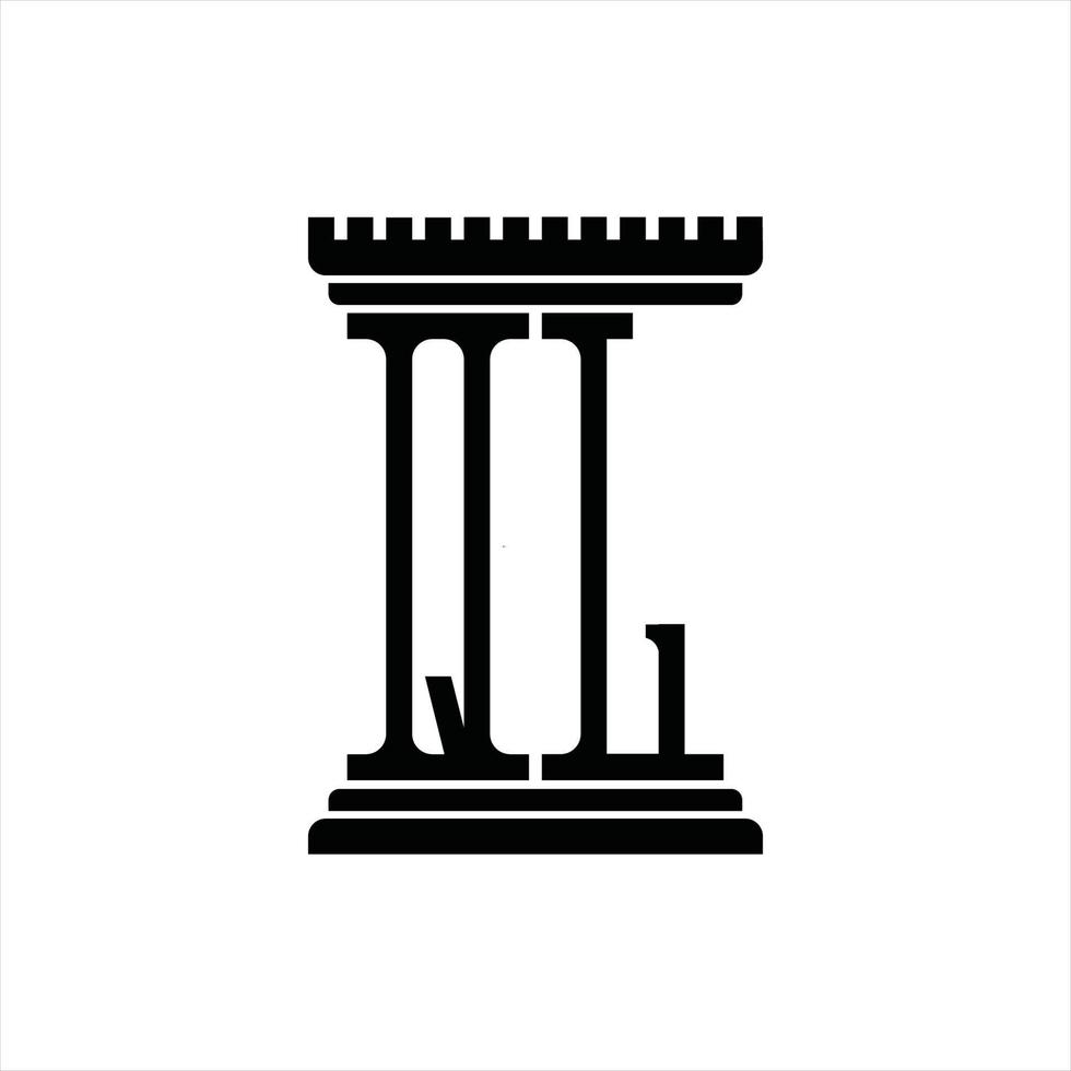ql logotyp monogram med pelare form design mall vektor