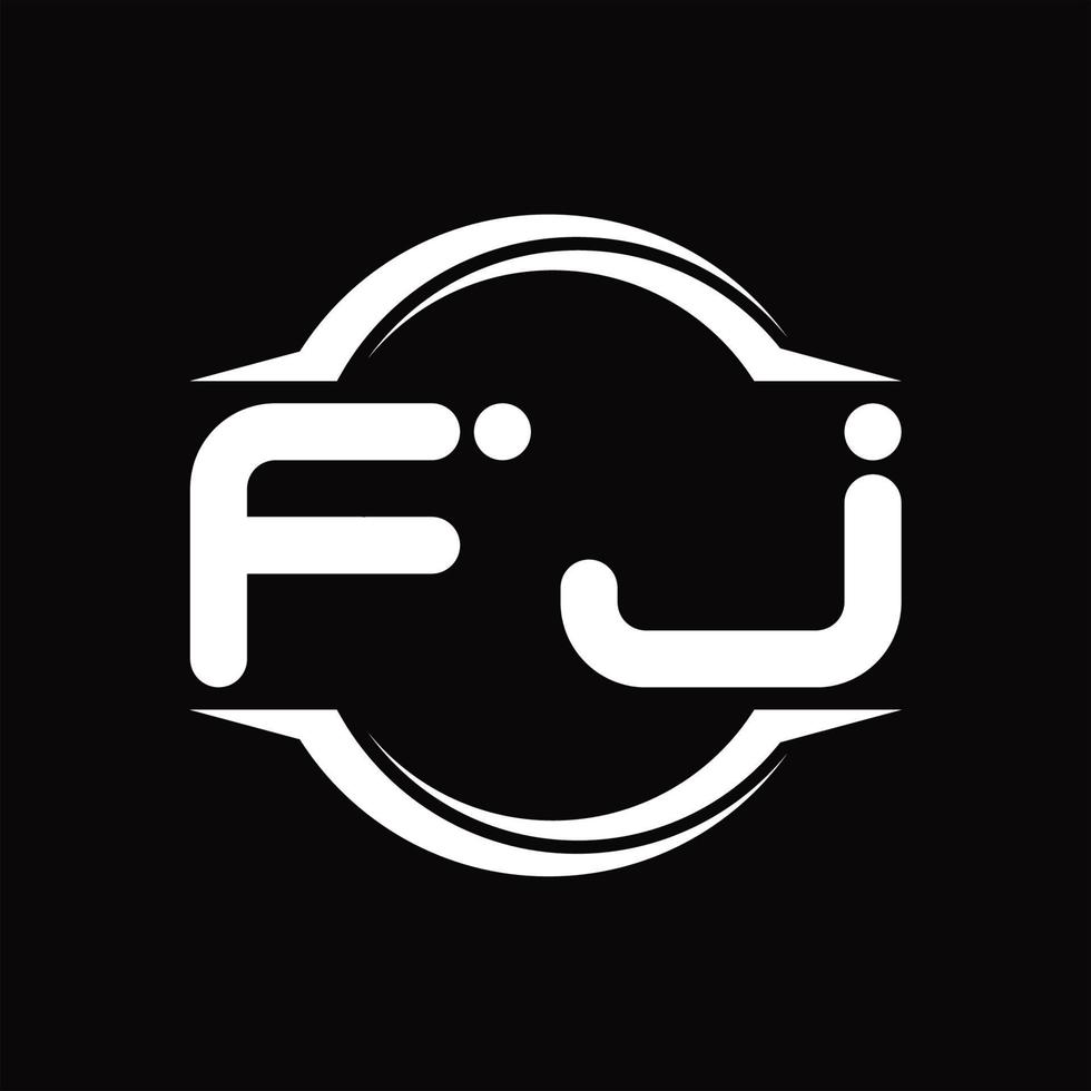 fj-Logo-Monogramm mit Kreis abgerundeter Scheibenform-Designvorlage vektor