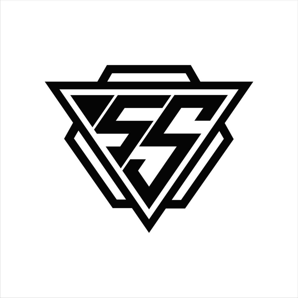ss-logo-monogramm mit dreieck- und sechseckschablone vektor