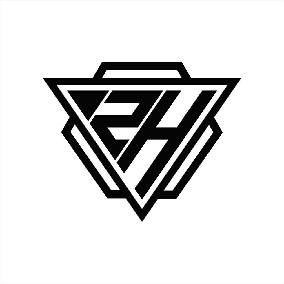 Z H logotyp monogram med triangel och sexhörning mall vektor