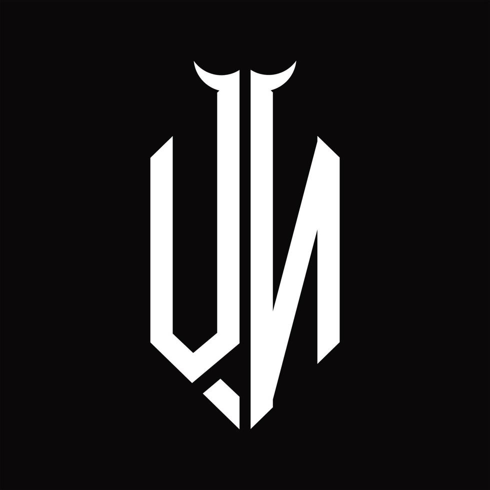 vn logotyp monogram med horn form isolerat svart och vit design mall vektor