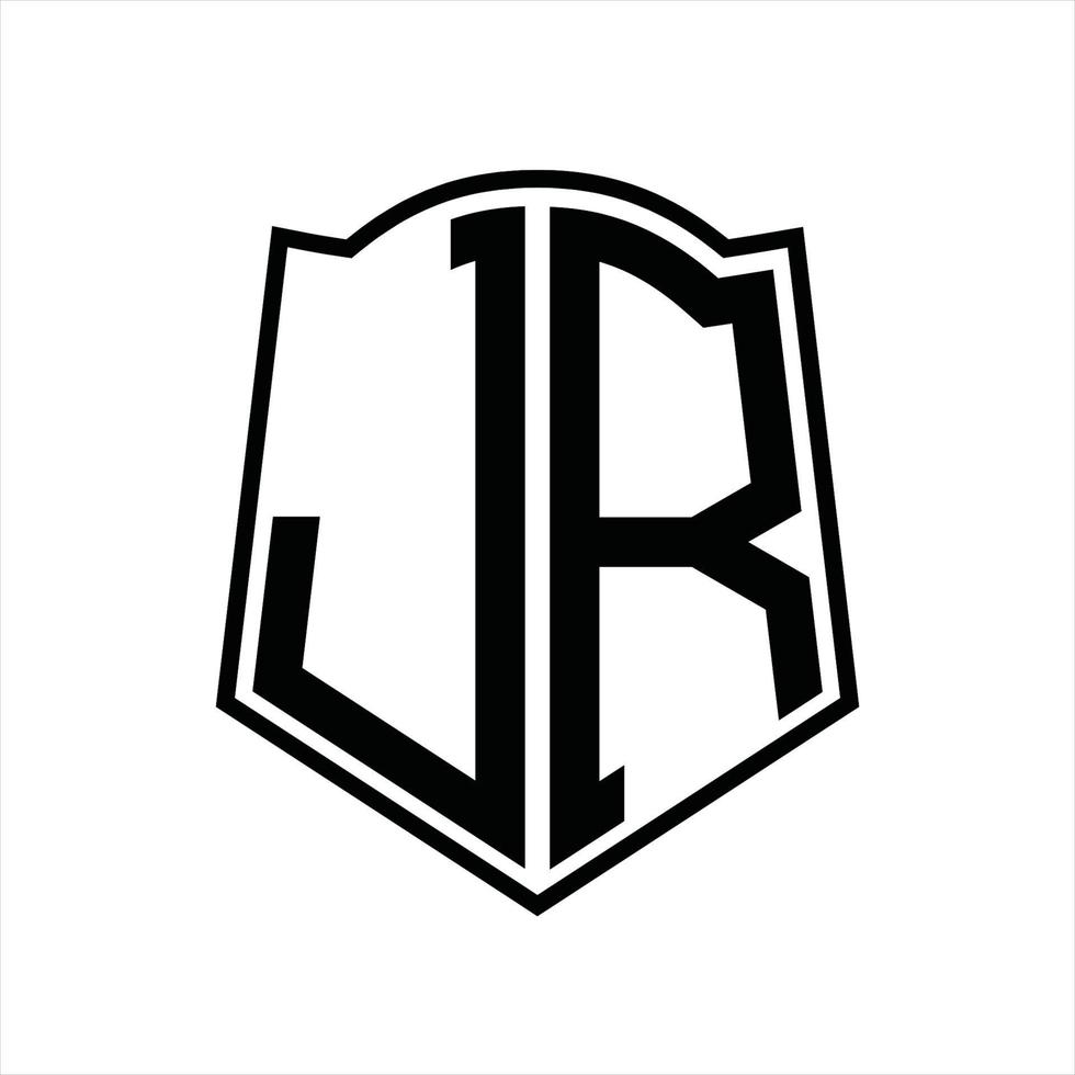 Jr-Logo-Monogramm mit Schildform-Entwurfsvorlage vektor