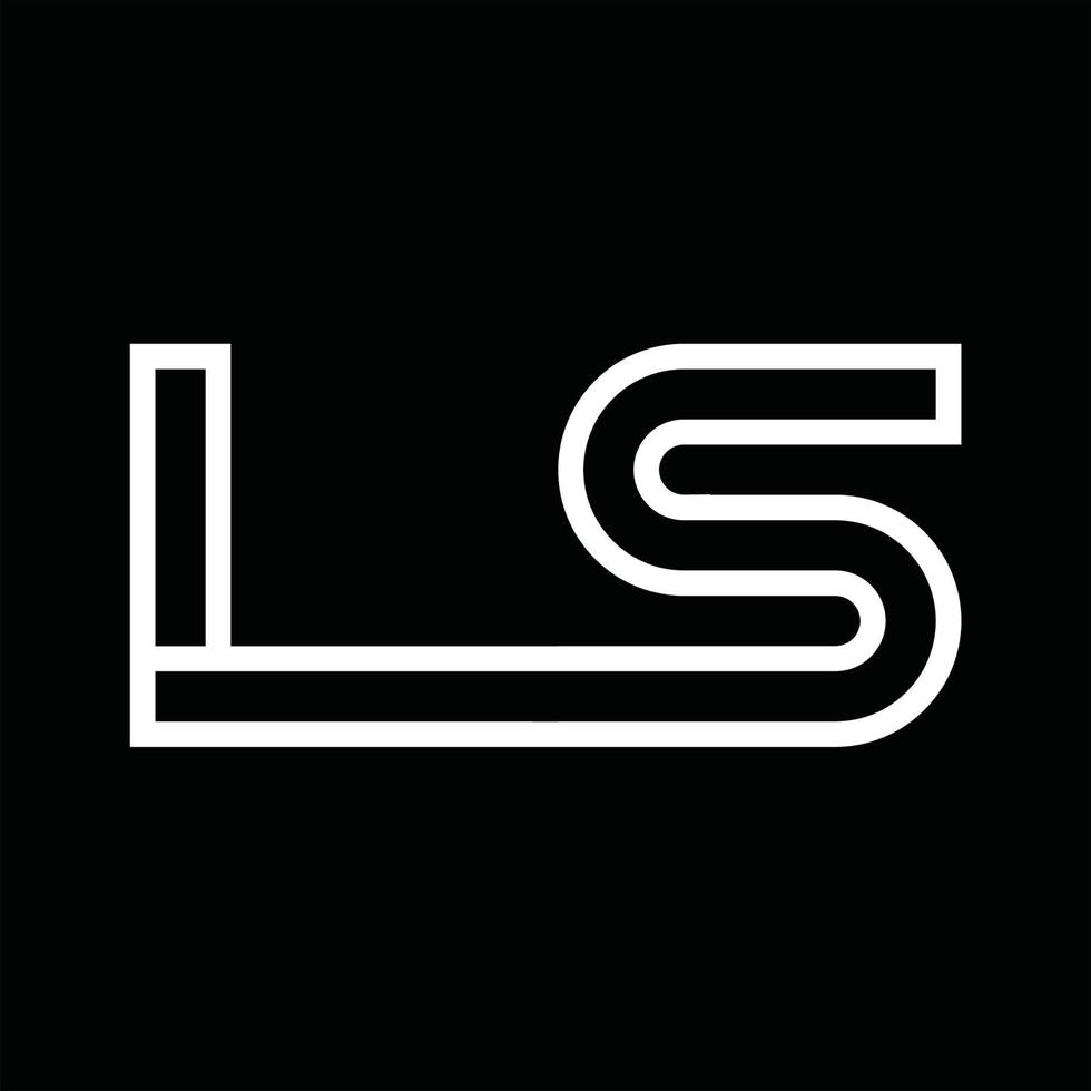 ls-logo-monogramm mit negativem raum im linienstil vektor