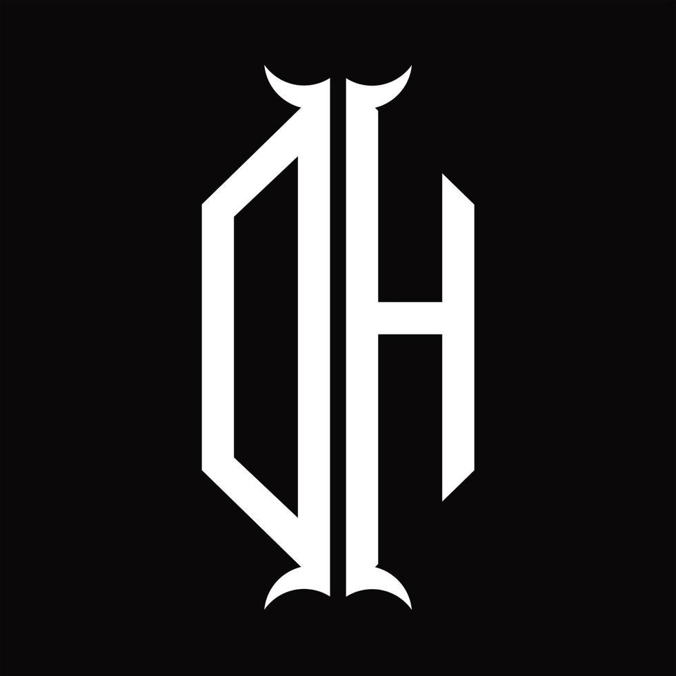 dh-Logo-Monogramm mit Designvorlage in Hornform vektor