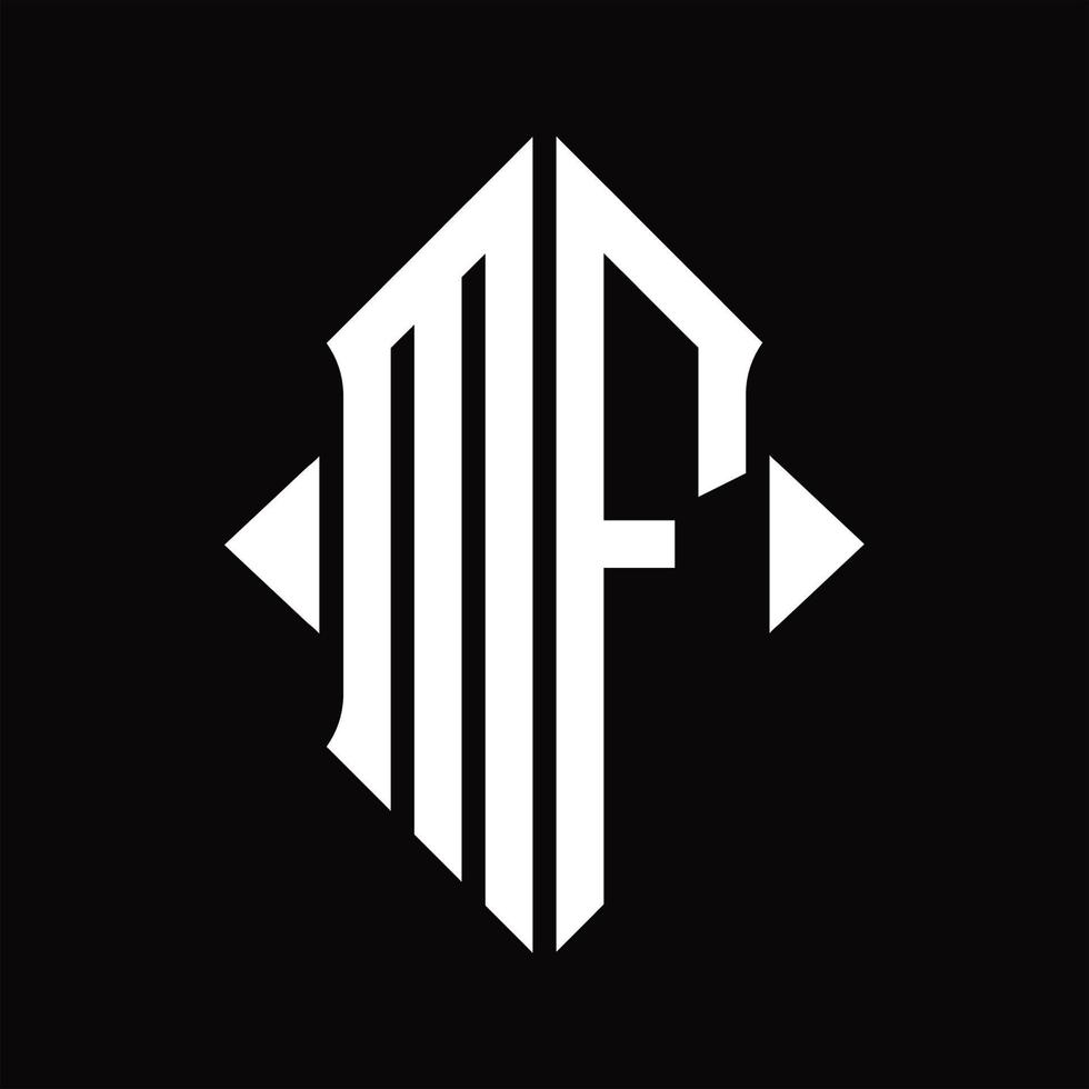 mf-Logo-Monogramm mit isolierter Designvorlage in Schildform vektor