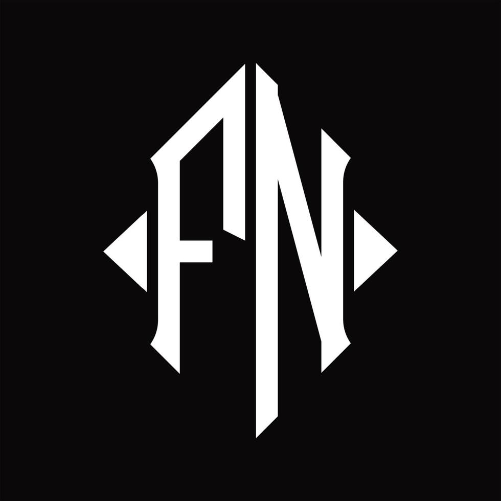 fn-Logo-Monogramm mit isolierter Designvorlage in Schildform vektor