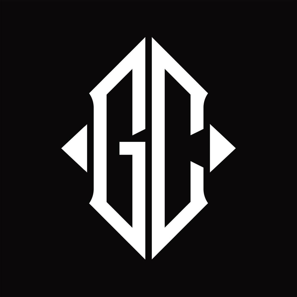 GC-Logo-Monogramm mit isolierter Designvorlage in Schildform vektor