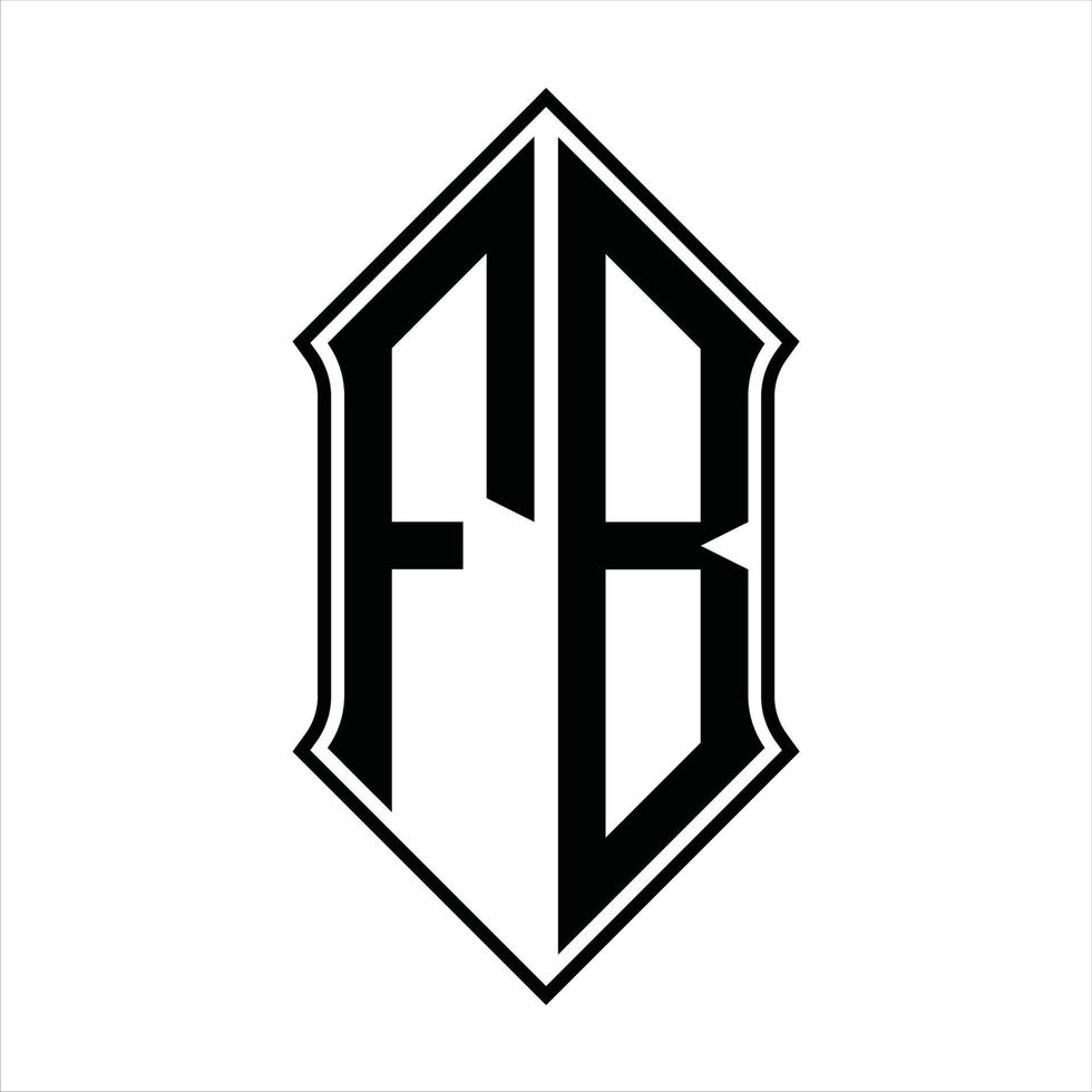 fb logotyp monogram med sköldform och översikt design mall vektor ikon abstrakt