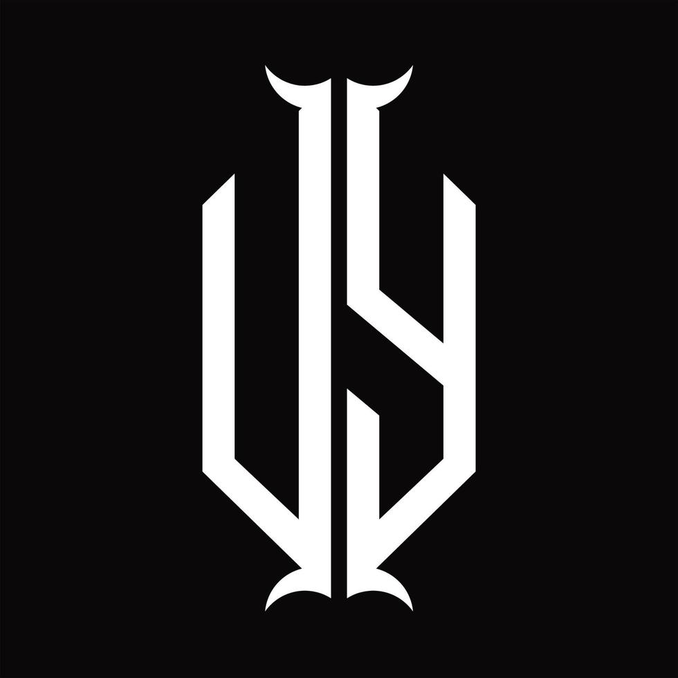 uy-Logo-Monogramm mit Designvorlage in Hornform vektor