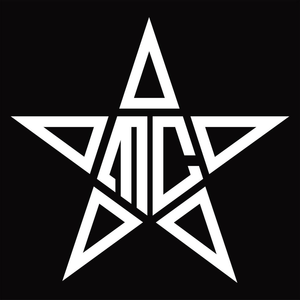 MC-Logo-Monogramm mit Sternform-Designvorlage vektor