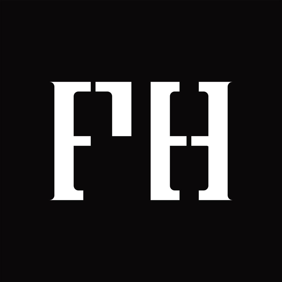 fh logotyp monogram med mitten skiva design mall vektor