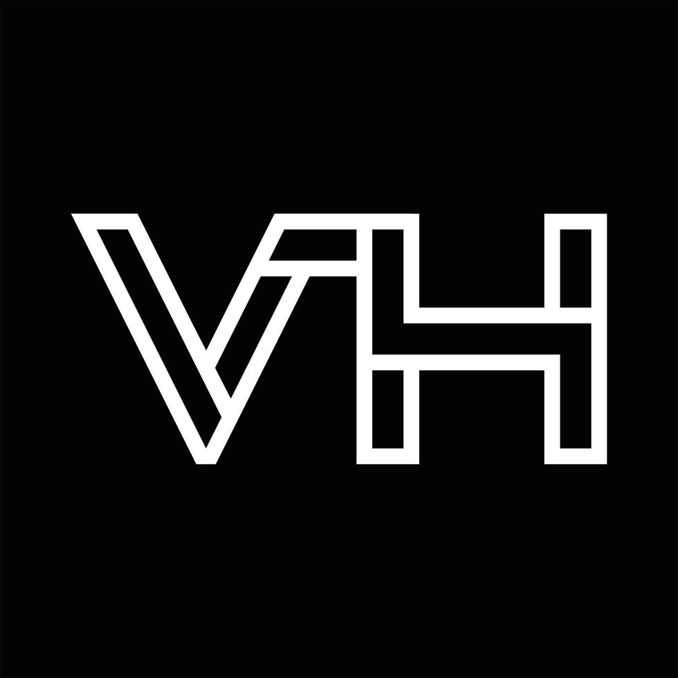 vh-Logo-Monogramm mit negativem Raum im Linienstil vektor