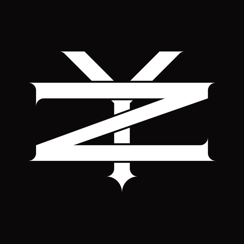 zy logotyp monogram med årgång överlappande länkad stil design mall vektor