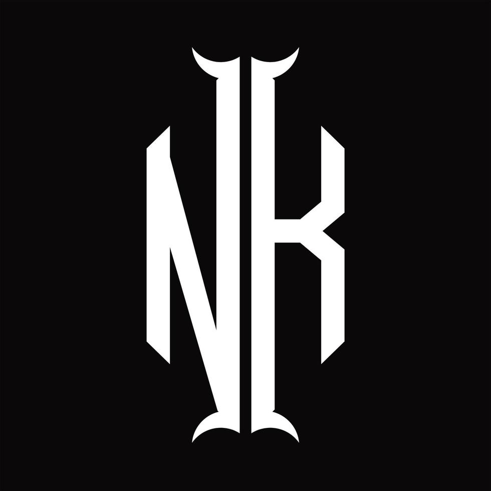 nk logotyp monogram med horn form design mall vektor