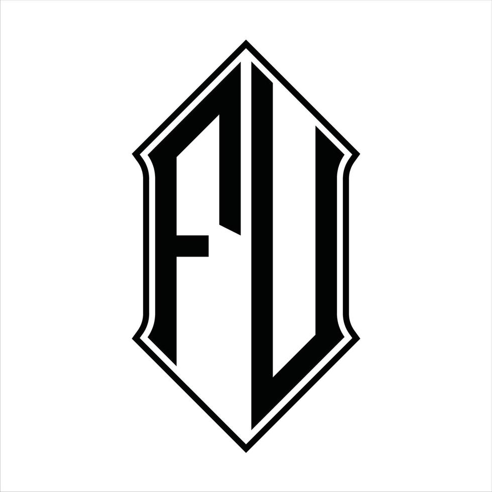 fu-Logo-Monogramm mit Schildform und Umriss-Design-Vorlage Vektorsymbol abstrakt vektor