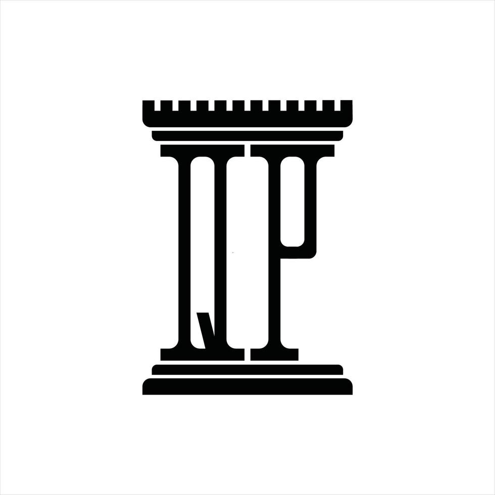 qp logotyp monogram med pelare form design mall vektor