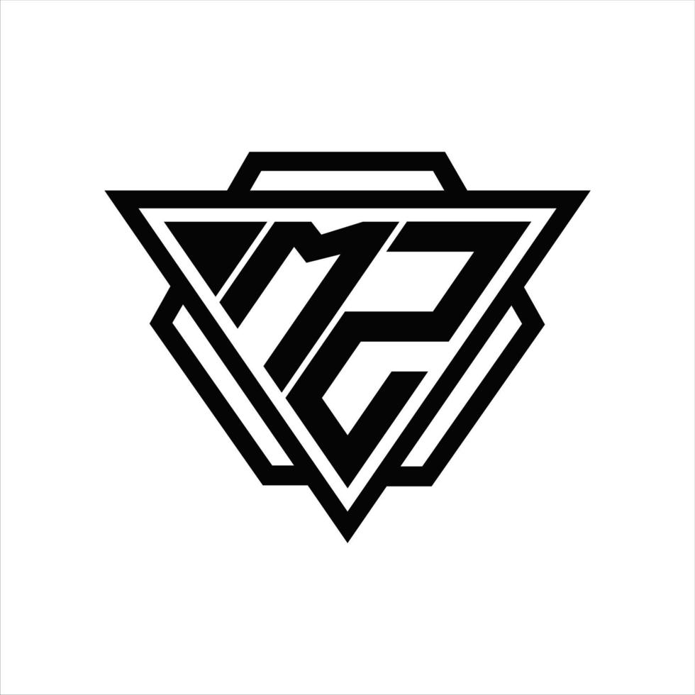 mz-Logo-Monogramm mit Dreieck und Sechseck-Vorlage vektor
