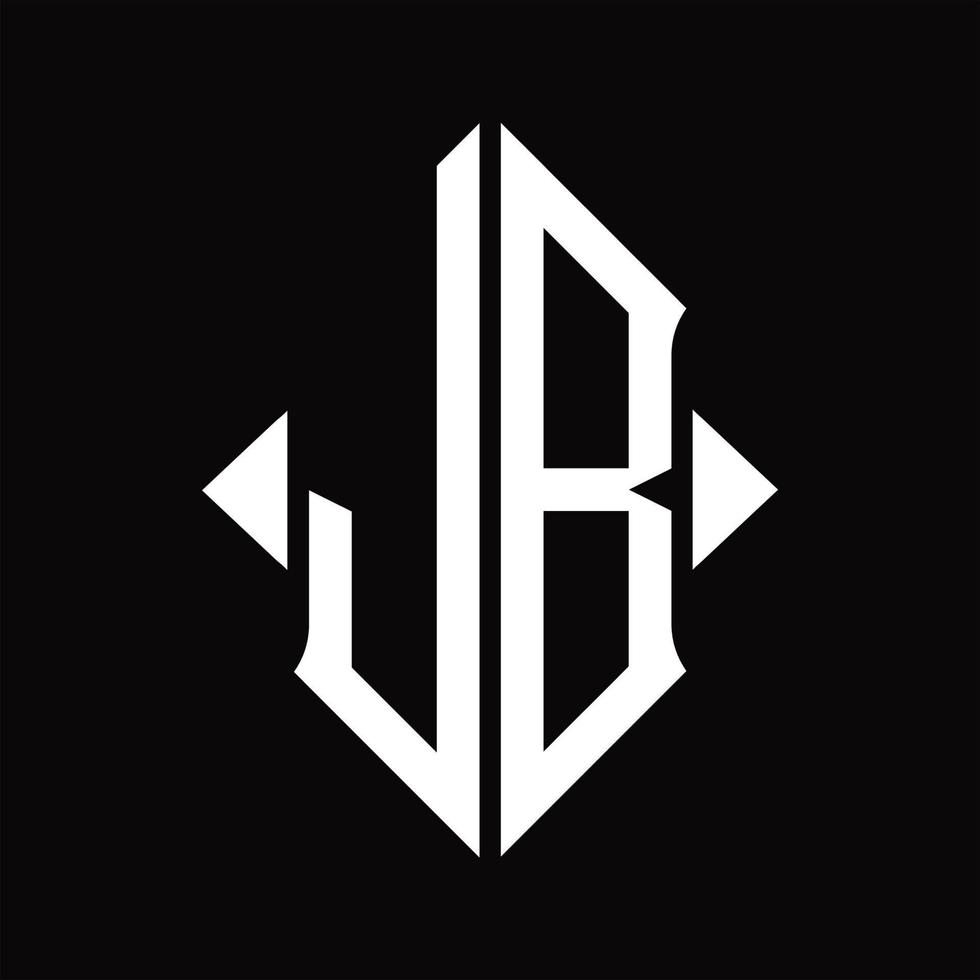 J B logotyp monogram med skydda form isolerat design mall vektor