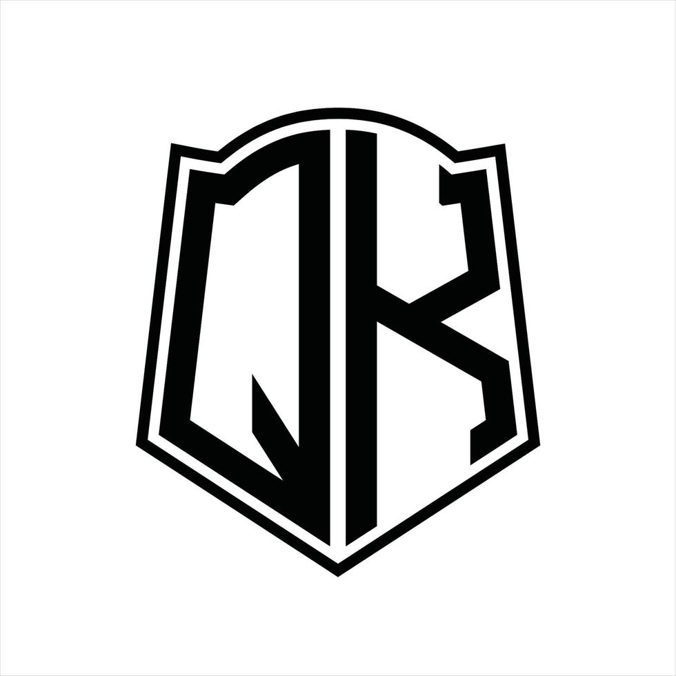 qk-Logo-Monogramm mit Schildform-Entwurfsvorlage vektor