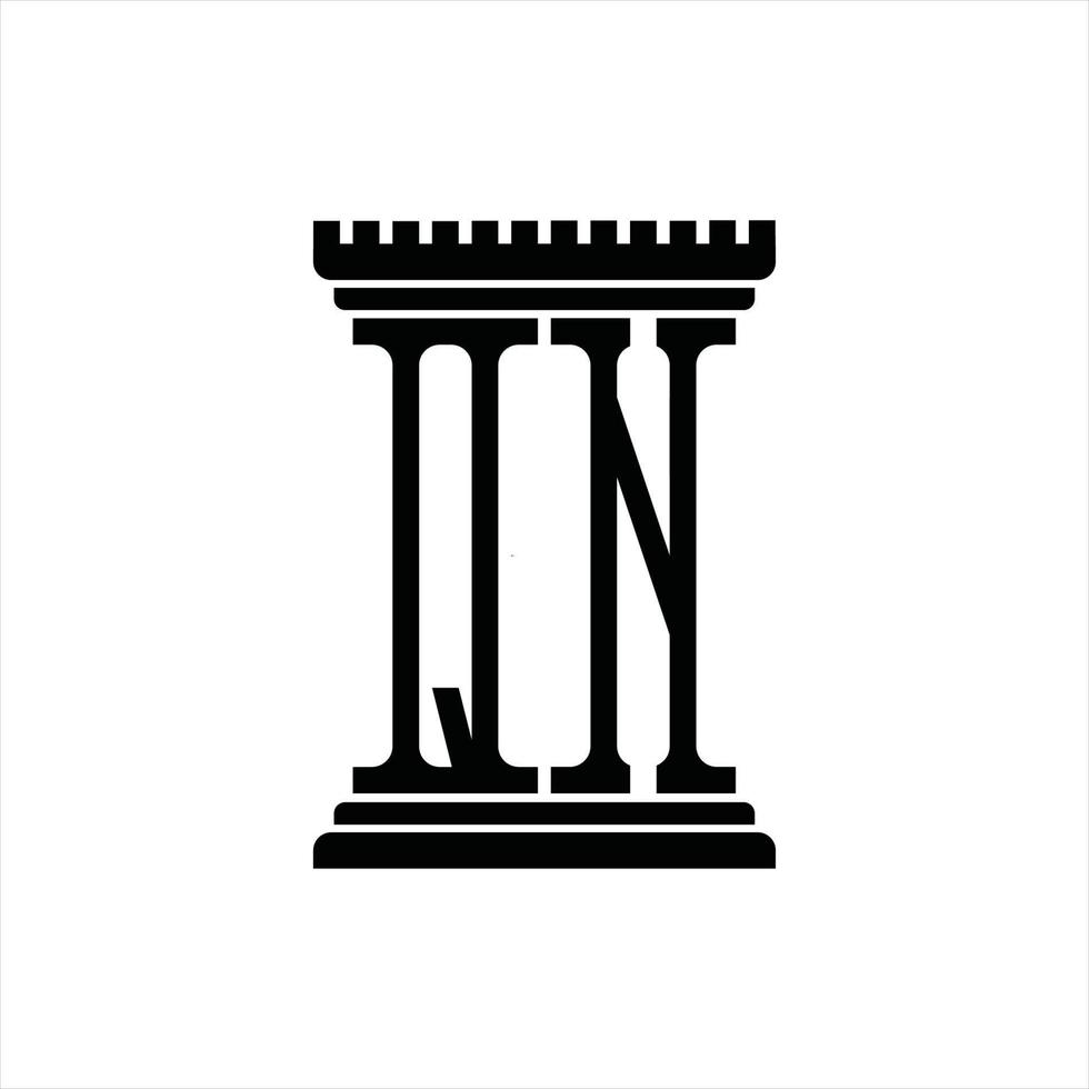 qn-Logo-Monogramm mit Designvorlage in Säulenform vektor