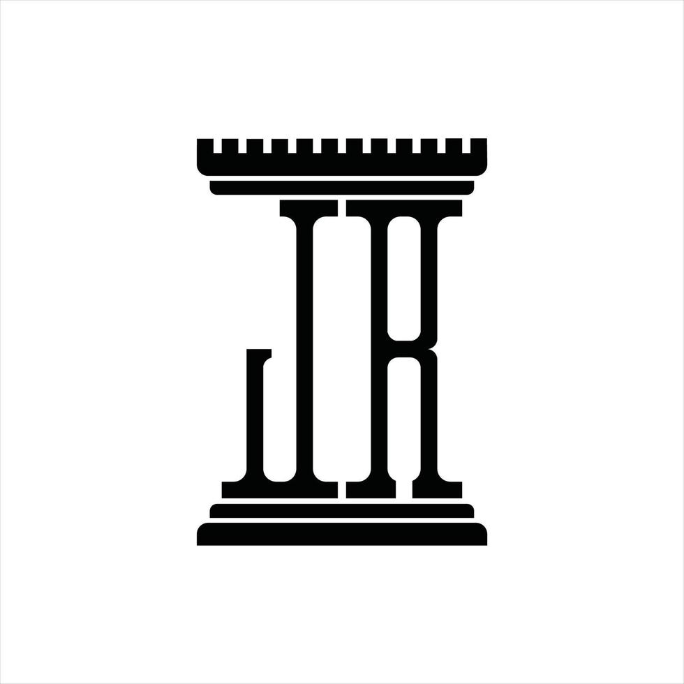 Jr-Logo-Monogramm mit Säulenform-Designvorlage vektor