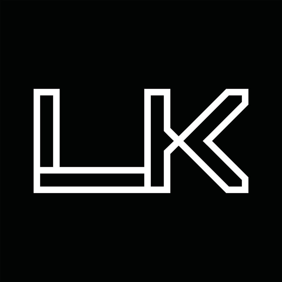 lk-logo-monogramm mit negativem raum im linienstil vektor