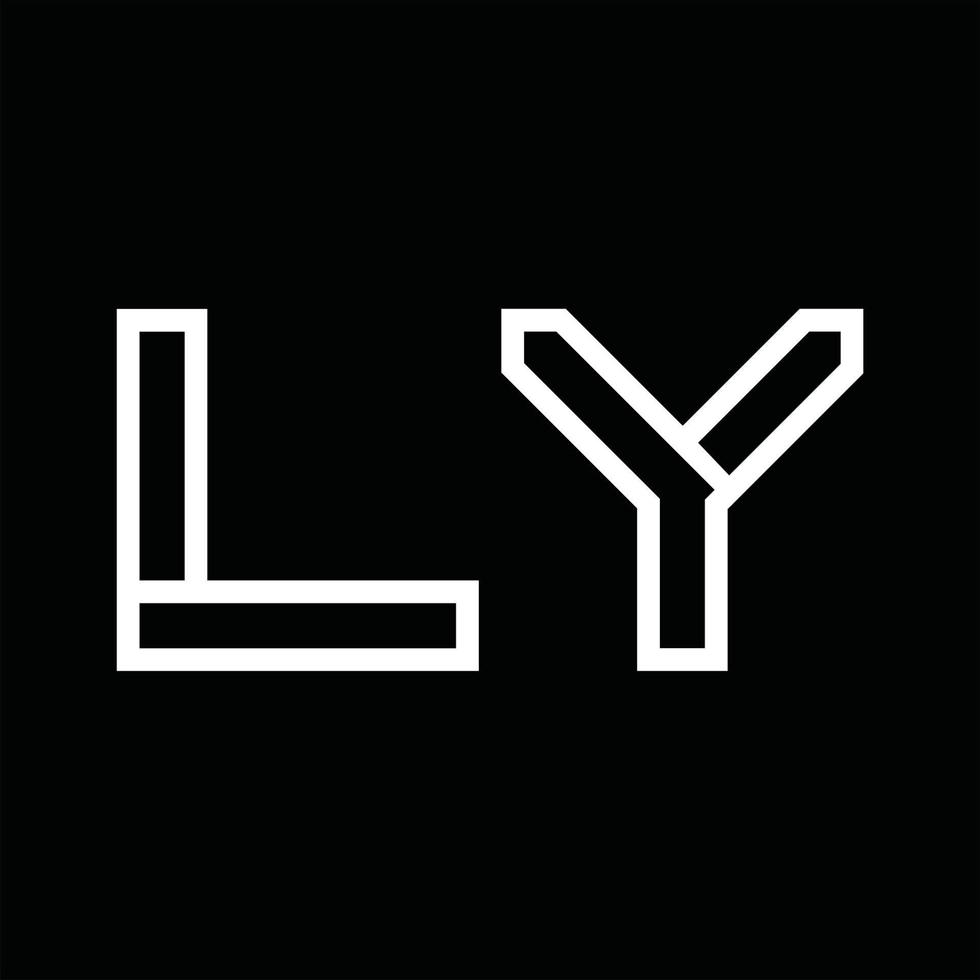 ly-Logo-Monogramm mit negativem Raum im Linienstil vektor