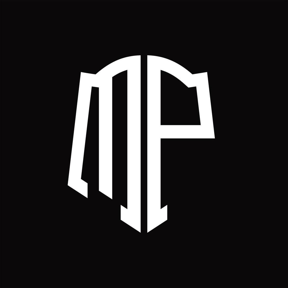 mp-Logo-Monogramm mit Band-Design-Vorlage in Schildform vektor