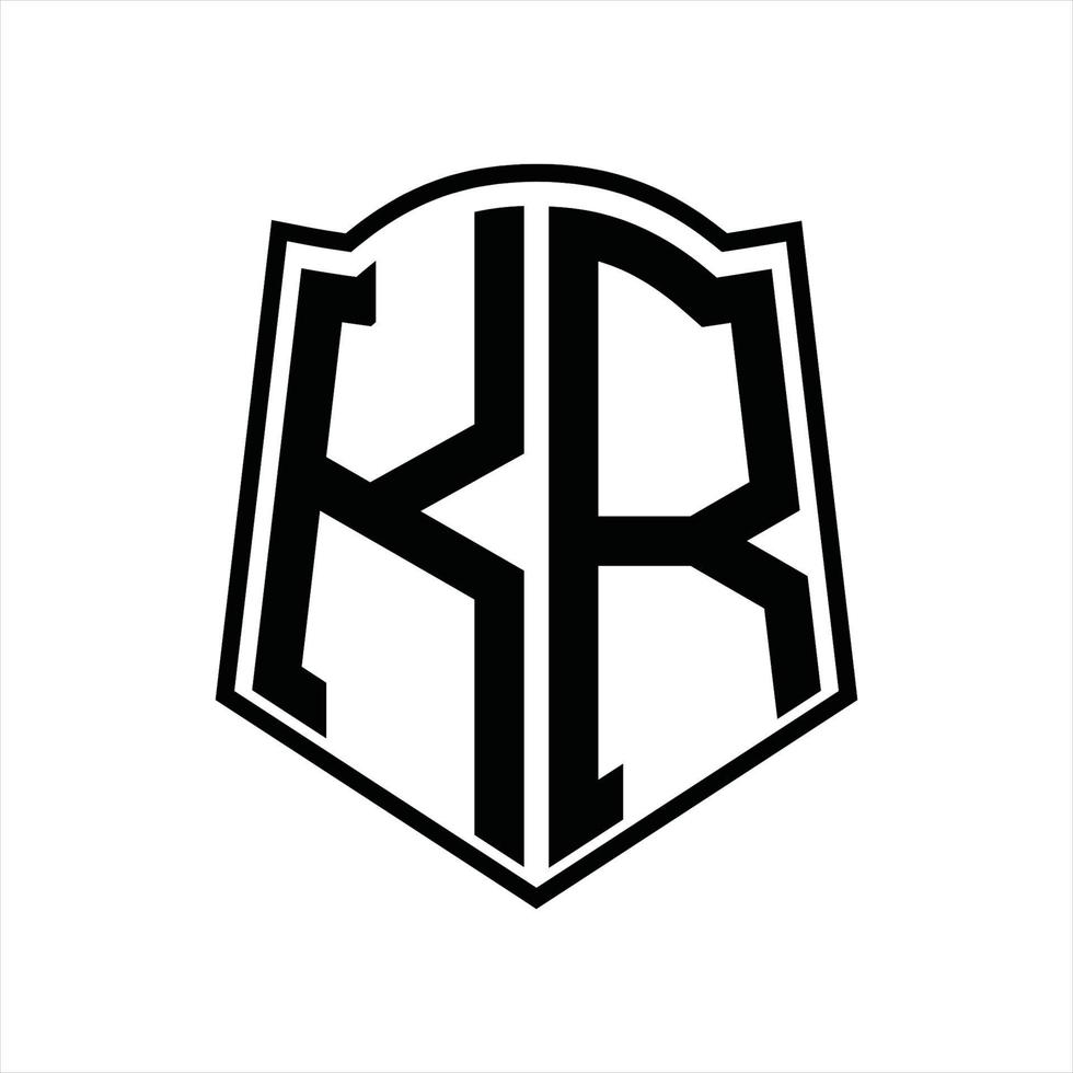 kr-Logo-Monogramm mit Schildform-Entwurfsvorlage vektor