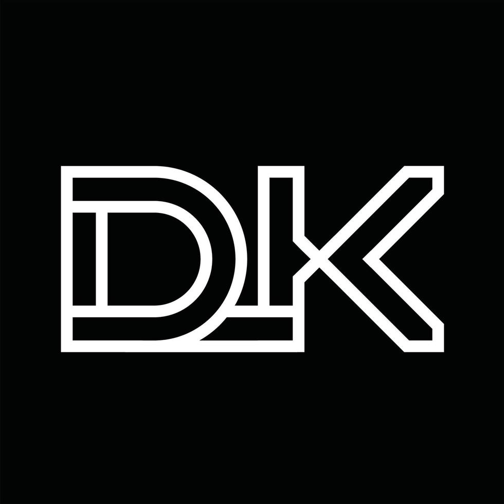 dk-Logo-Monogramm mit negativem Raum im Linienstil vektor