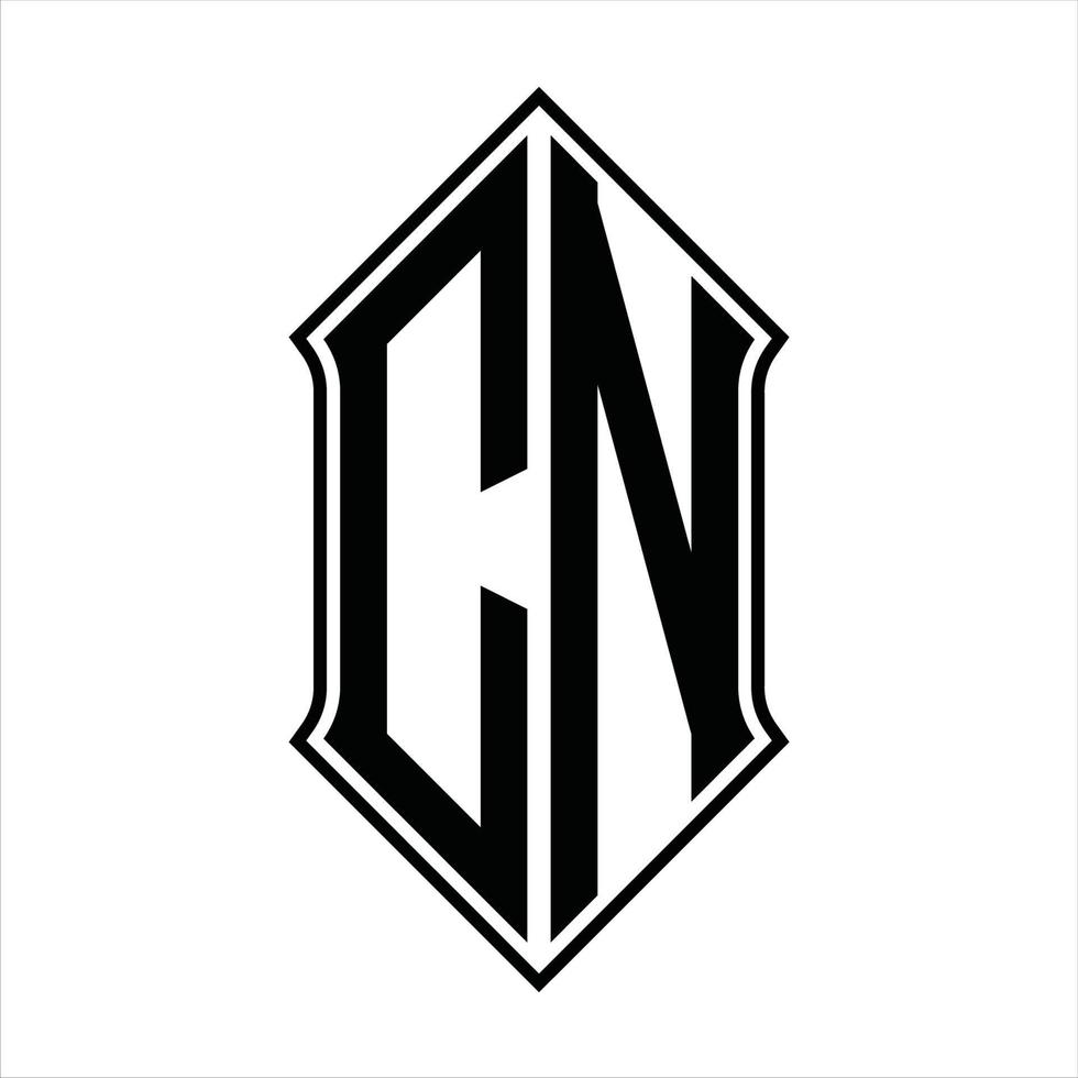 cn logotyp monogram med sköldform och översikt design mall vektor ikon abstrakt