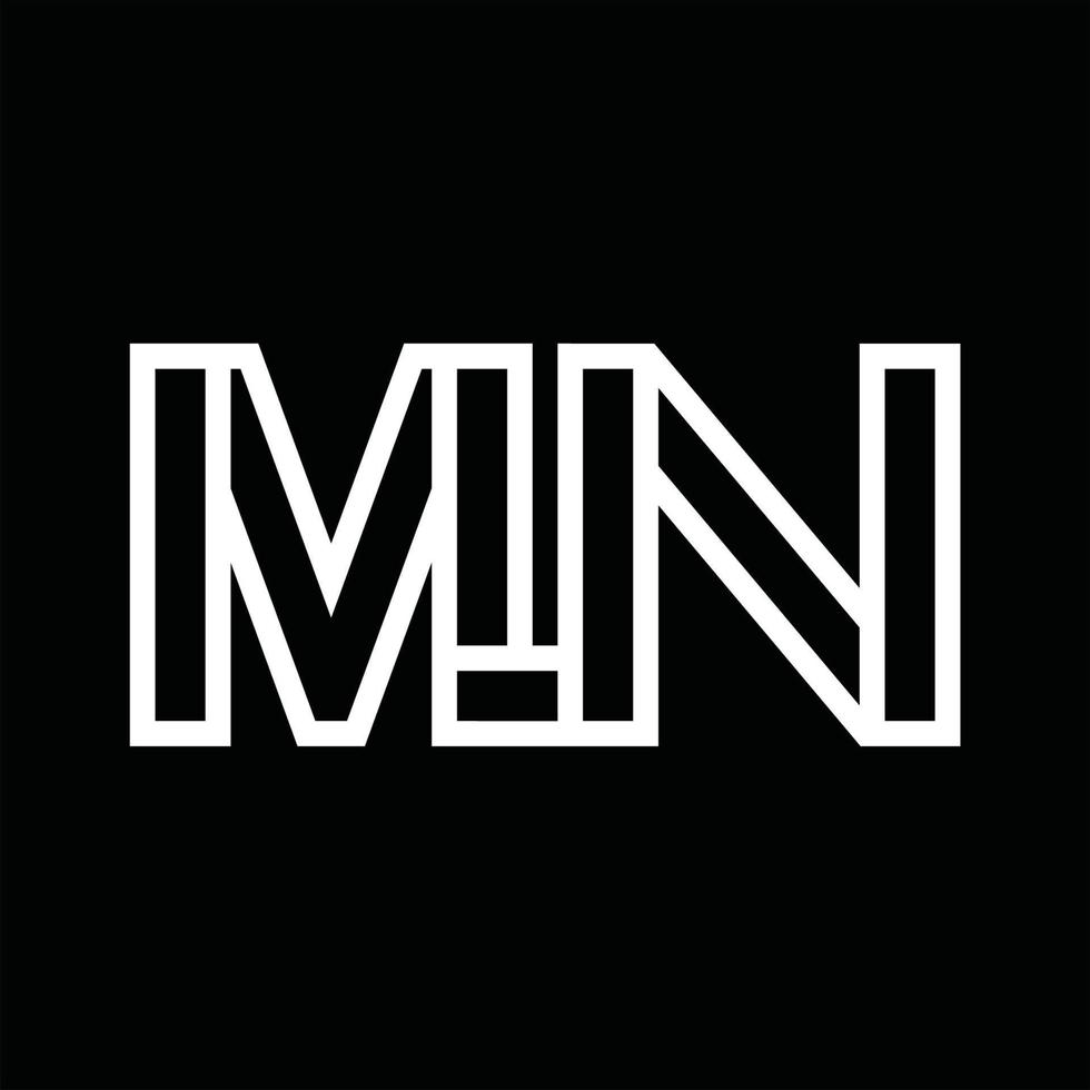 mn logotyp monogram med linje stil negativ Plats vektor