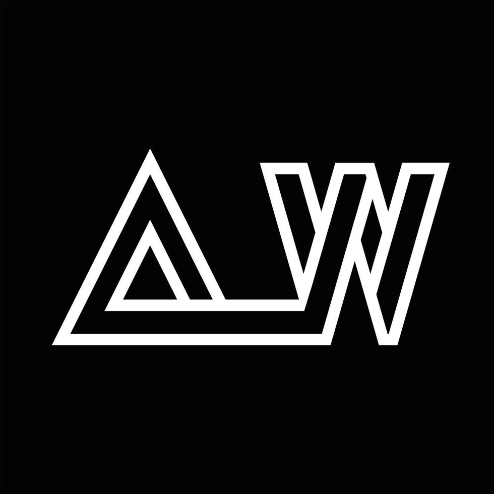 aw-Logo-Monogramm mit negativem Raum im Linienstil vektor