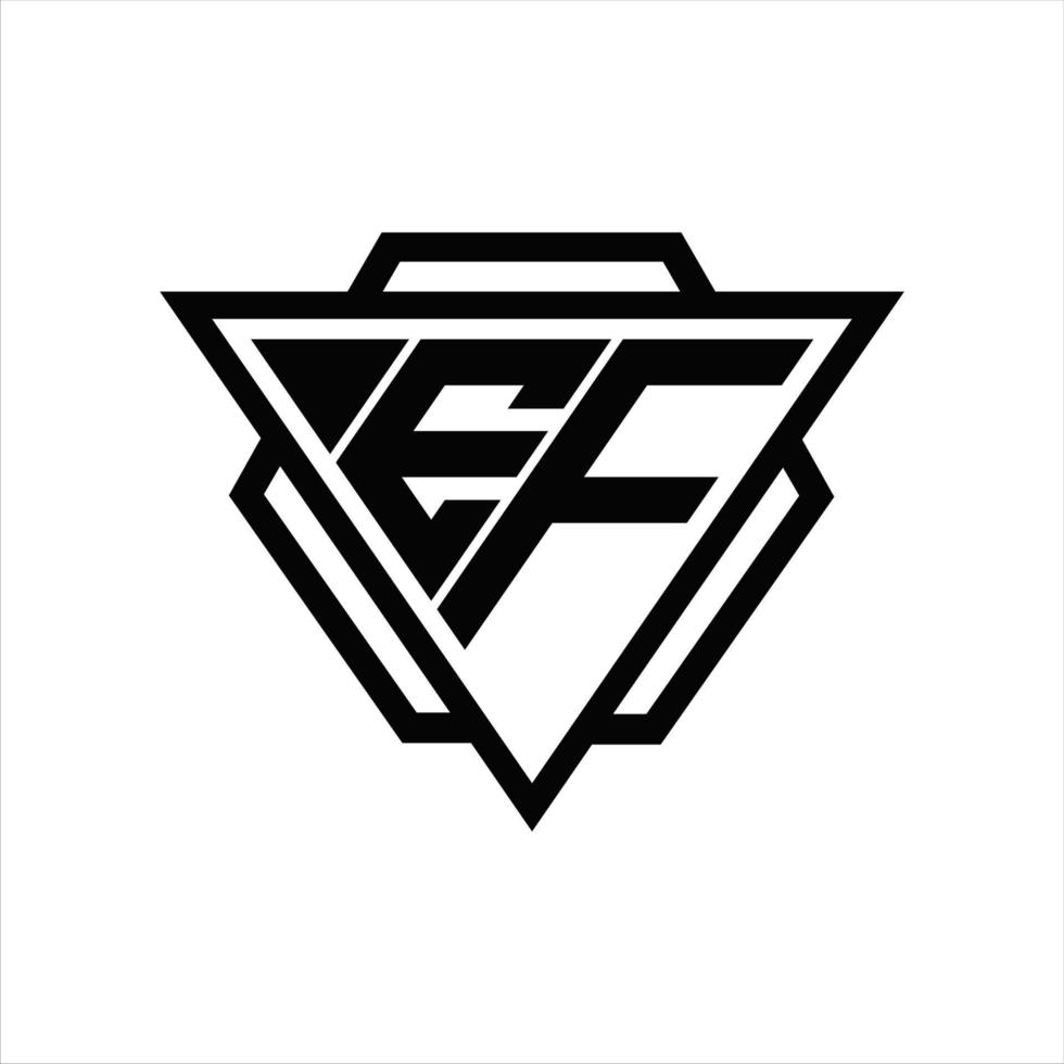 ef logotyp monogram med triangel och sexhörning mall vektor