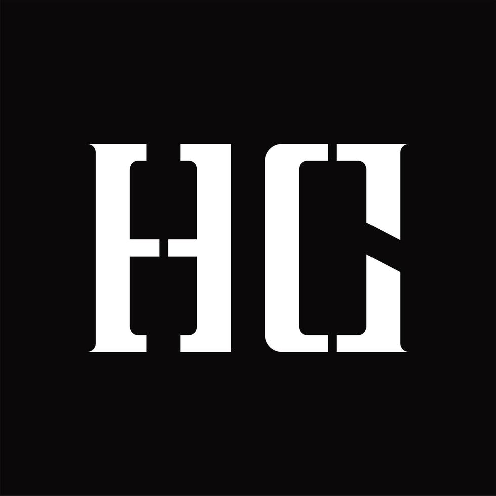 hc logotyp monogram med mitten skiva design mall vektor