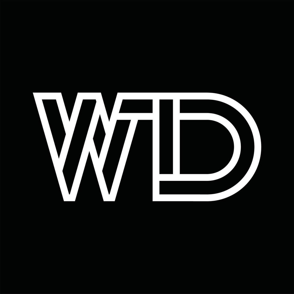 wd-Logo-Monogramm mit negativem Raum im Linienstil vektor