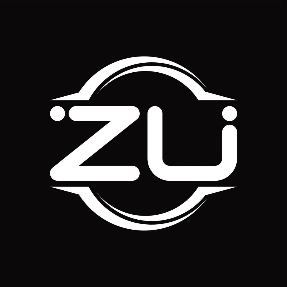 zu-Logo-Monogramm mit Designvorlage für Kreisform mit abgerundeter Scheibenform vektor
