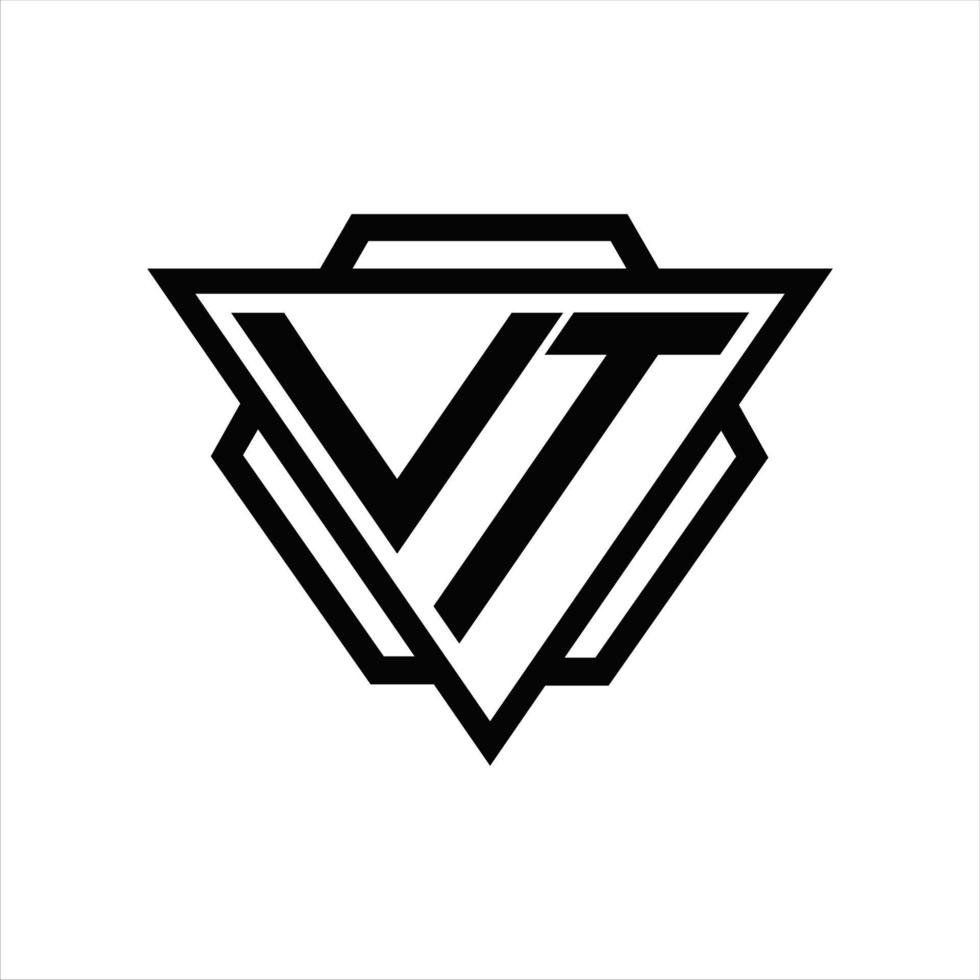 vt logotyp monogram med triangel och sexhörning mall vektor