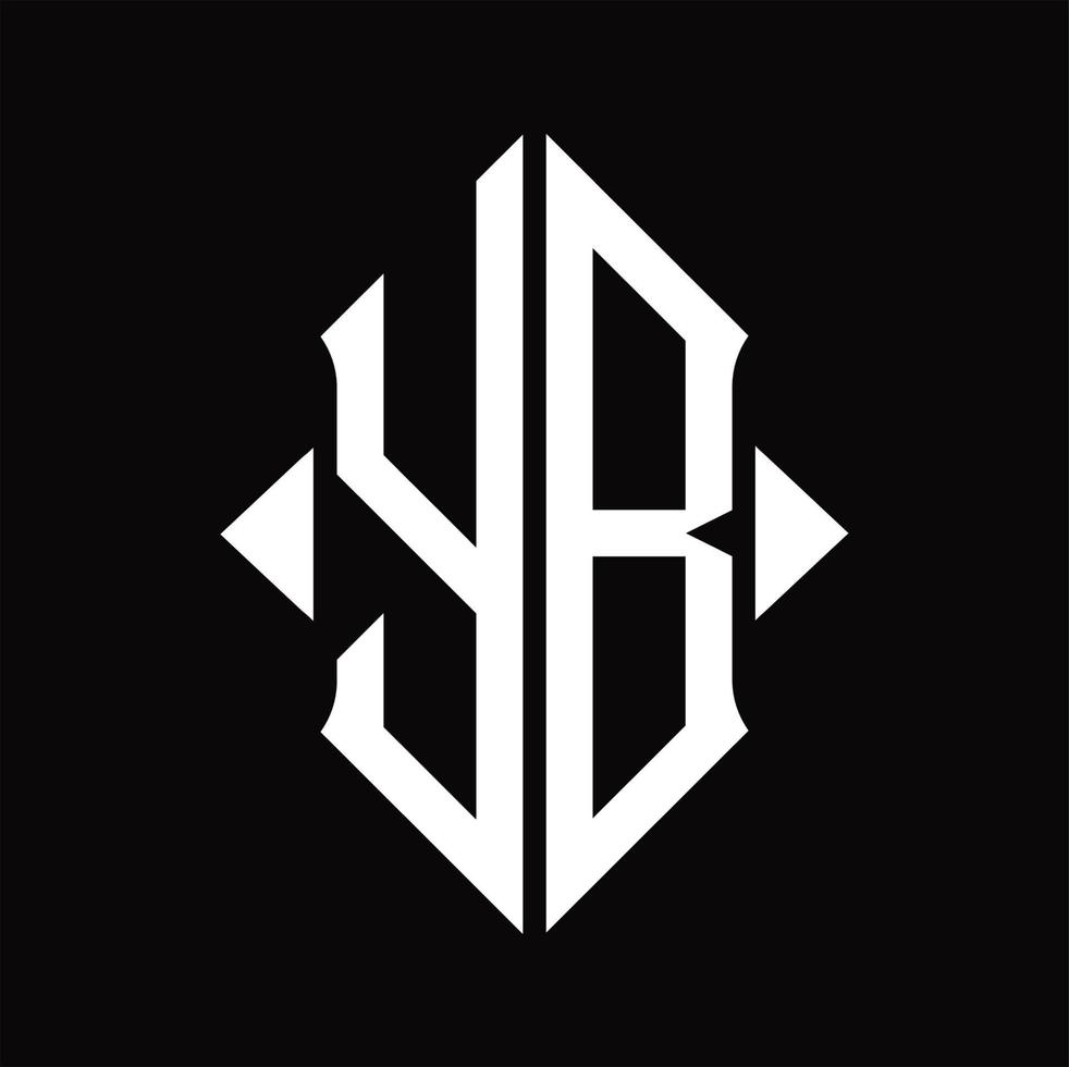 yb logotyp monogram med skydda form isolerat design mall vektor