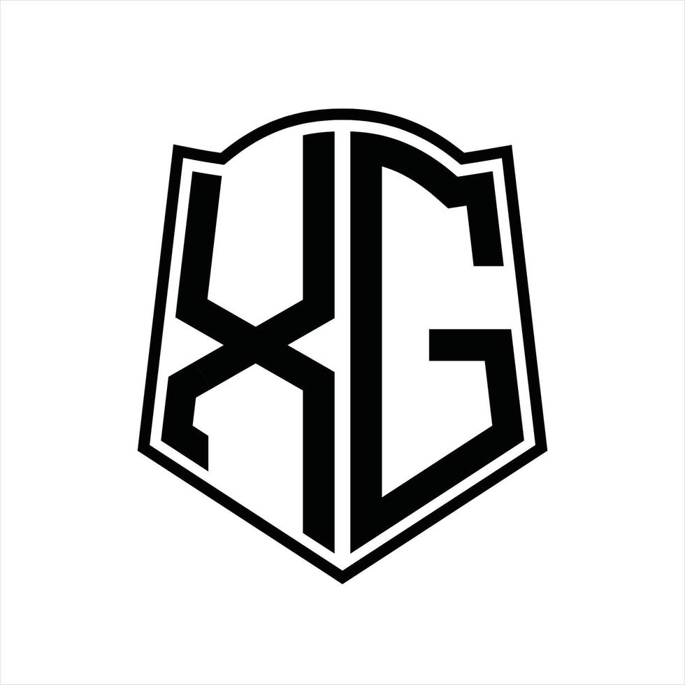 xg logotyp monogram med skydda form översikt design mall vektor