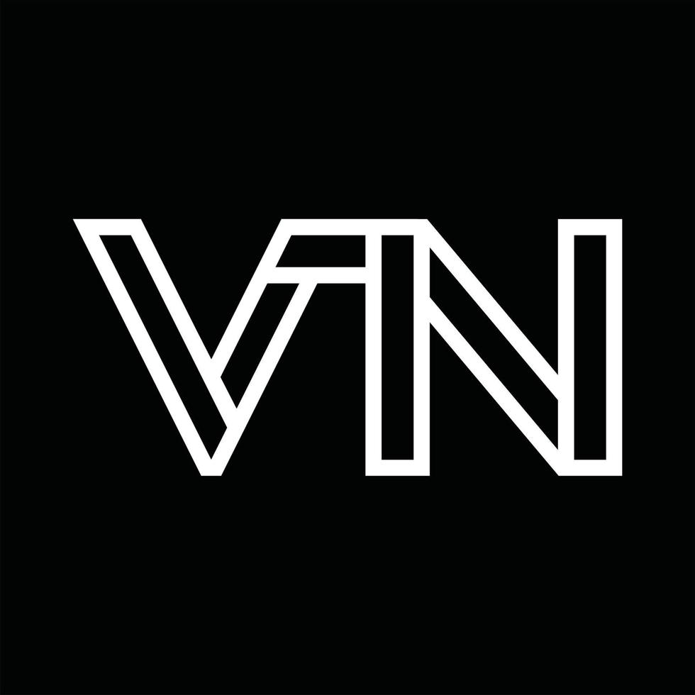 vn-Logo-Monogramm mit negativem Raum im Linienstil vektor