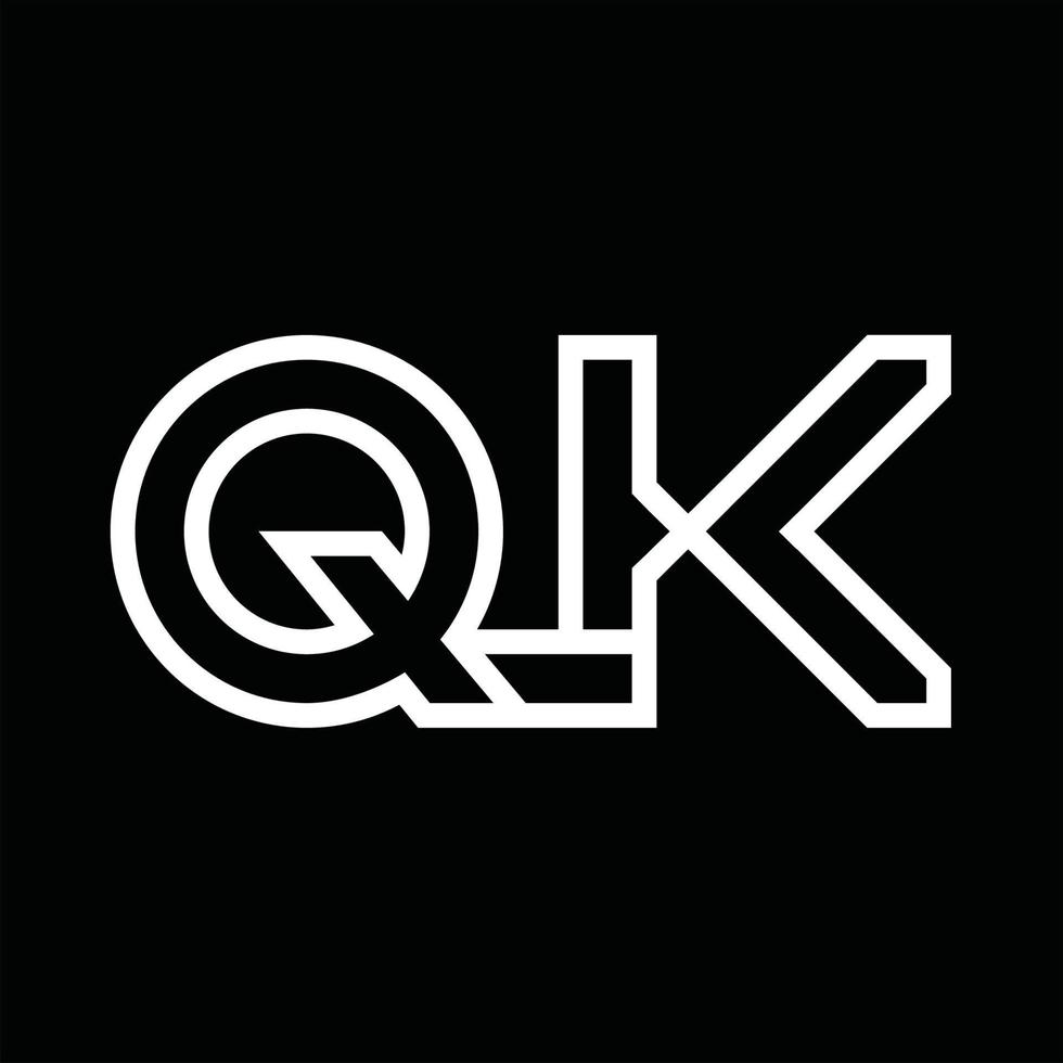 qk logotyp monogram med linje stil negativ Plats vektor