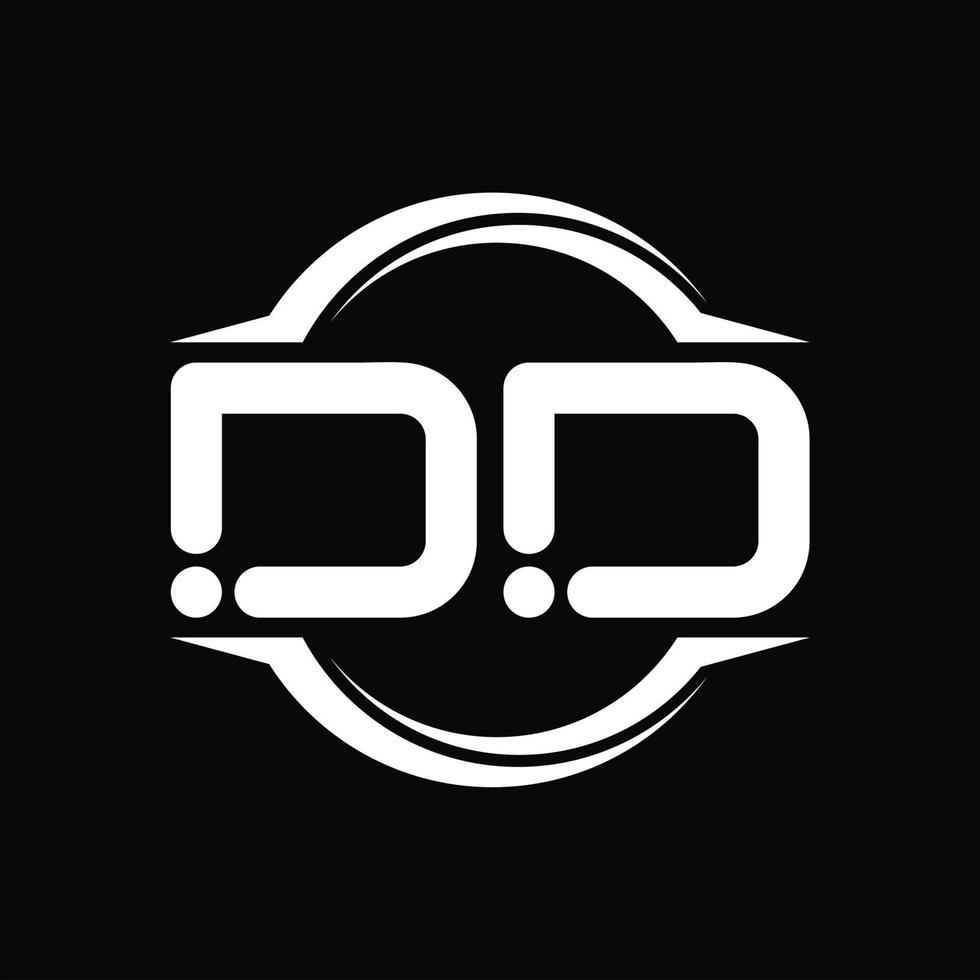 dd-logo-monogramm mit kreis abgerundeter scheibenform-designvorlage vektor