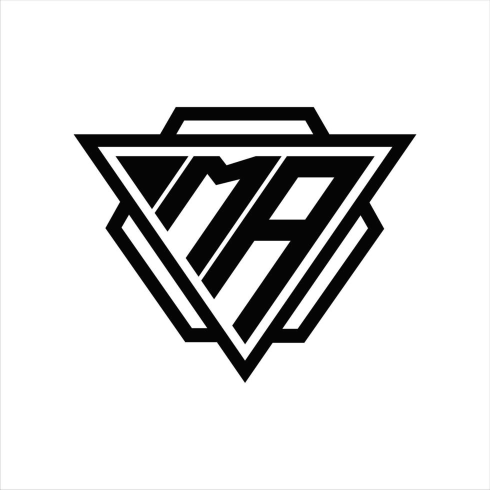 ma logotyp monogram med triangel och sexhörning mall vektor