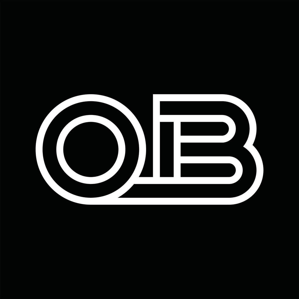 Ob-Logo-Monogramm mit negativem Raum im Linienstil vektor