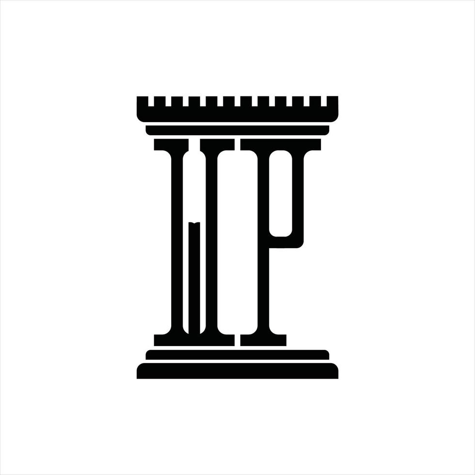 wp-Logo-Monogramm mit Designvorlage in Säulenform vektor