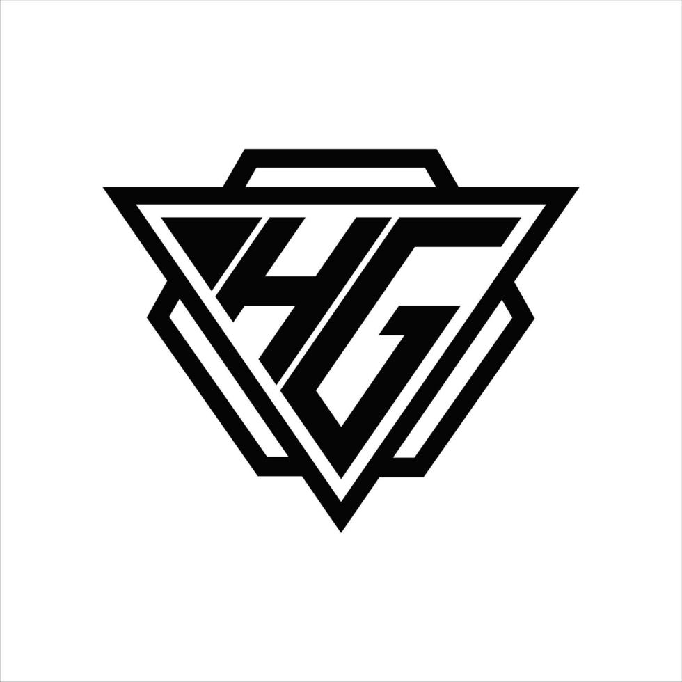 hg-Logo-Monogramm mit Dreieck und Sechseck-Vorlage vektor